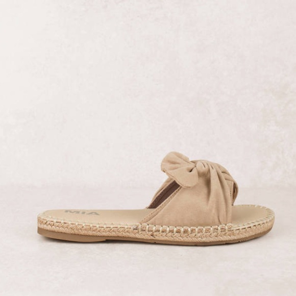 NIB Perfect Nude Bow Espadrille Slide Sandals - Picture 6 of 8